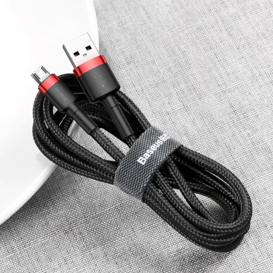 Baseus - Кабел за данни Cafule (CAMKLF-C91) - USB към Micro-USB, 1,5 A, 2 м - Червен Черен