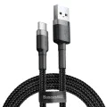 USB Type-C Data Cable, 2A, 2m - Baseus Caffeine (CATKLF-CG1) - Сиво Черен