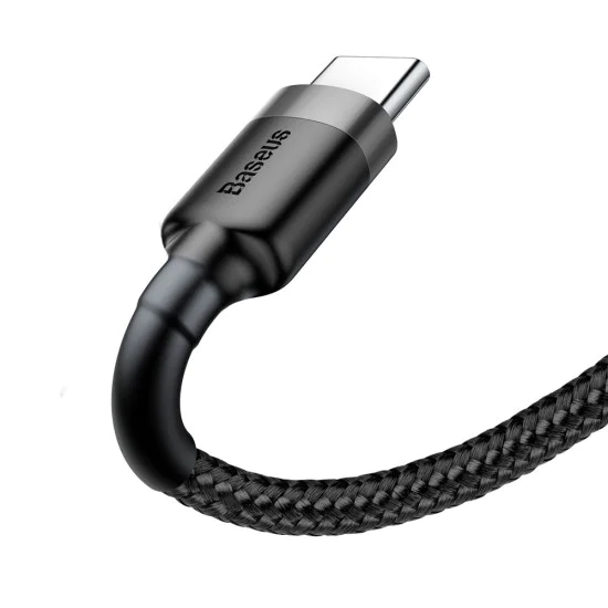 USB Type-C Data Cable, 2A, 2m - Baseus Caffeine (CATKLF-CG1) - Сиво Черен