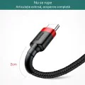 USB Type-C Data Cable, 2A, 2m - Baseus Caffeine (CATKLF-CG1) - Сиво Черен