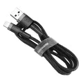 Baseus - Кабел за данни Cafule (CALKLF-CG1) - USB към Lightning, 1.5A, 2m - Сиво Черен