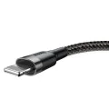 Baseus - Кабел за данни Cafule (CALKLF-CG1) - USB към Lightning, 1.5A, 2m - Сиво Черен