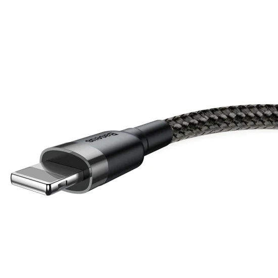 Baseus - Кабел за данни Cafule (CALKLF-CG1) - USB към Lightning, 1.5A, 2m - Сиво Черен