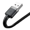Baseus - Кабел за данни Cafule (CALKLF-CG1) - USB към Lightning, 1.5A, 2m - Сиво Черен
