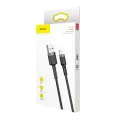 Baseus - Кабел за данни Cafule (CALKLF-CG1) - USB към Lightning, 1.5A, 2m - Сиво Черен
