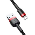 Baseus - Кабел за данни Cafule (CALKLF-C19) - USB към Lightning, 1,5 A, 2 м - Червен Черен