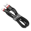 Baseus - Кабел за данни Cafule (CALKLF-C19) - USB към Lightning, 1,5 A, 2 м - Червен Черен