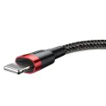 Baseus - Кабел за данни Cafule (CALKLF-C19) - USB към Lightning, 1,5 A, 2 м - Червен Черен