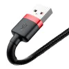 Baseus - Кабел за данни Cafule (CALKLF-C19) - USB към Lightning, 1,5 A, 2 м - Червен Черен