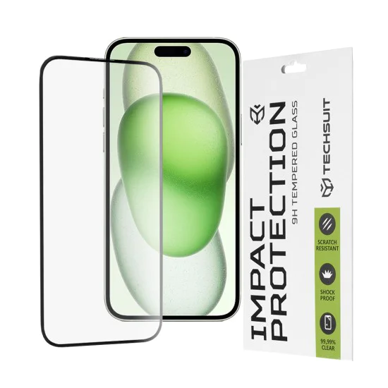 Протектор за iPhone 15 Plus / iPhone 16 Plus - 111D Full Cover / Full Glue Glass - Черен