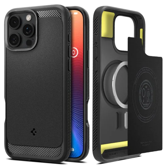 Калъф за iPhone 16 Pro - Spigen - Rugged Armor MagSafe - матово черен