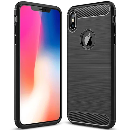 Калъф за iPhone XS Max - Carbon Silicone - Черен