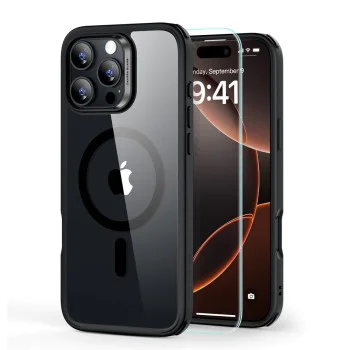 Калъф за iPhone 16 Pro Max + Протектор - ESR Classic Hybrid HaloLock - Clear / Black