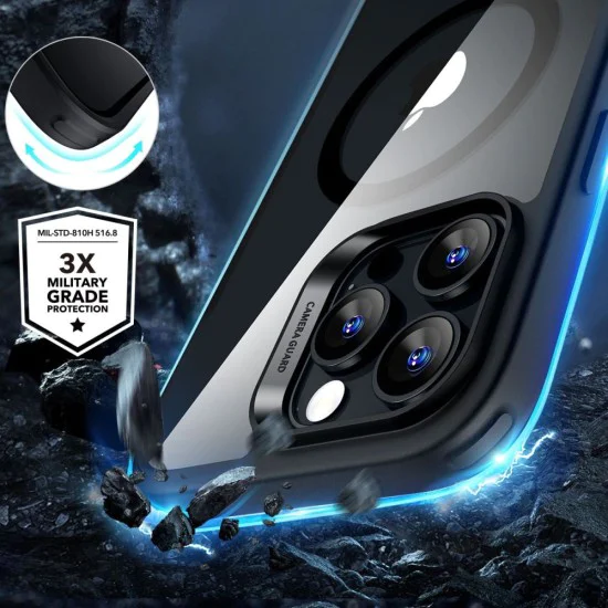 Калъф за iPhone 16 Pro Max + Протектор - ESR Classic Hybrid HaloLock - Clear / Black