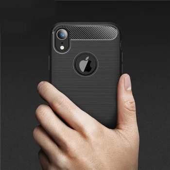 Калъф за iPhone XR - Carbon Silicone - Черен