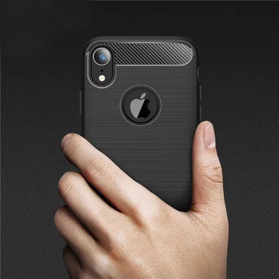 Калъф за iPhone XR - Carbon Silicone - Черен