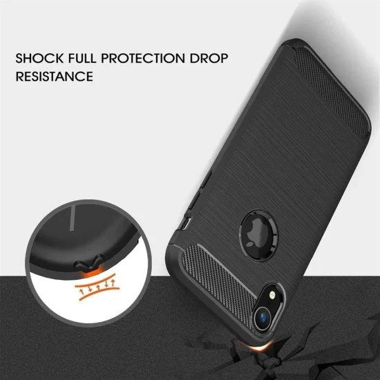 Калъф за iPhone XR - Carbon Silicone - Черен