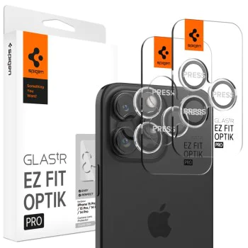 Протектор за камера за iPhone 14 Pro / Pro Max / 15 Pro / Pro Max / 16 Pro / Pro Max (комплект 2) - Spigen Glas.tR Optik EZ Fit Pro - прозрачен
