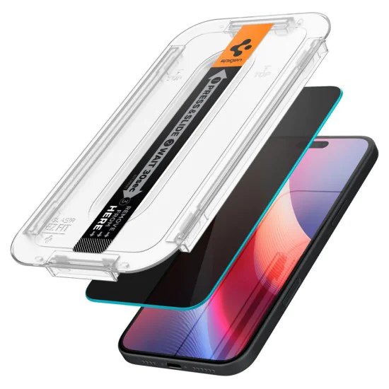 Протектор за iPhone 15 / iPhone 16 (комплект 2) - Spigen Glas.tR EZ FIT - Поверителност