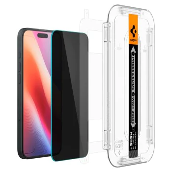 Протектор за iPhone 15 / iPhone 16 (комплект 2) - Spigen Glas.tR EZ FIT - Поверителност
