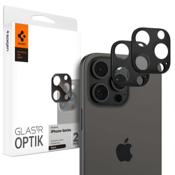 Протектор за камера за iPhone 14 Pro / Pro Max / 15 Pro / Pro Max / 16 Pro / Pro Max (комплект 2) - Spigen Glas.tR Optik - Черен