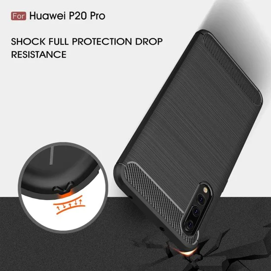 Калъф за Huawei P20 Pro - Carbon Silicone - Черен
