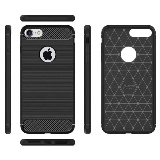 Калъф за iPhone 8 Plus - Carbon Silicone - Черен