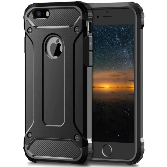 Калъф за iPhone 5 / iPhone 5s / iPhone SE - Hybrid Armor - Черен