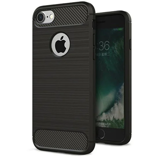 Калъф за iPhone 7 / iPhone 8 - Карбонов силикон - черен