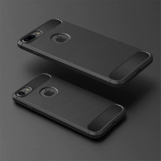 Калъф за iPhone 7 / iPhone 8 - Карбонов силикон - черен
