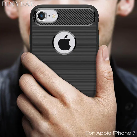 Калъф за iPhone 7 / iPhone 8 - Карбонов силикон - черен