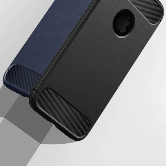 Калъф за iPhone 7 / iPhone 8 - Карбонов силикон - черен