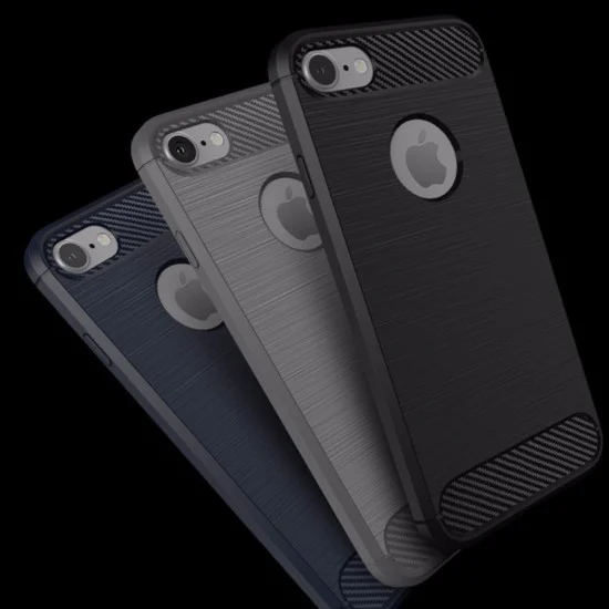 Калъф за iPhone 7 / iPhone 8 - Карбонов силикон - черен