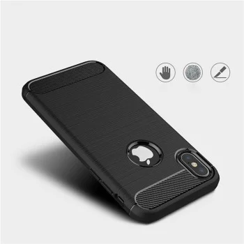 Калъф за iPhone X / iPhone XS - Carbon Silicone - Черен