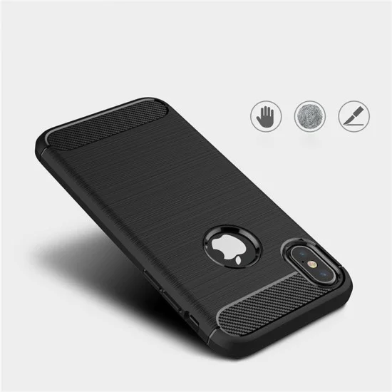 Калъф за iPhone X / iPhone XS - Carbon Silicone - Черен