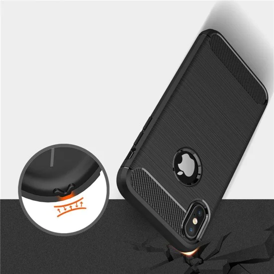 Калъф за iPhone X / iPhone XS - Carbon Silicone - Черен