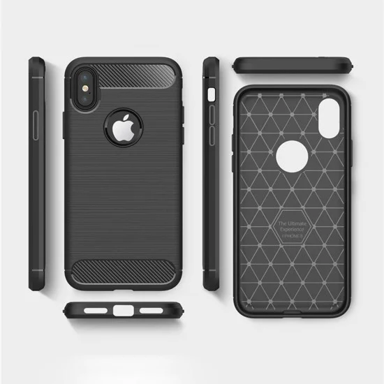 Калъф за iPhone X / iPhone XS - Carbon Silicone - Черен