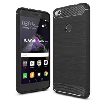 Калъф за Huawei P9 Lite 2017 / P8 Lite 2017 - Carbon Silicone - Черен