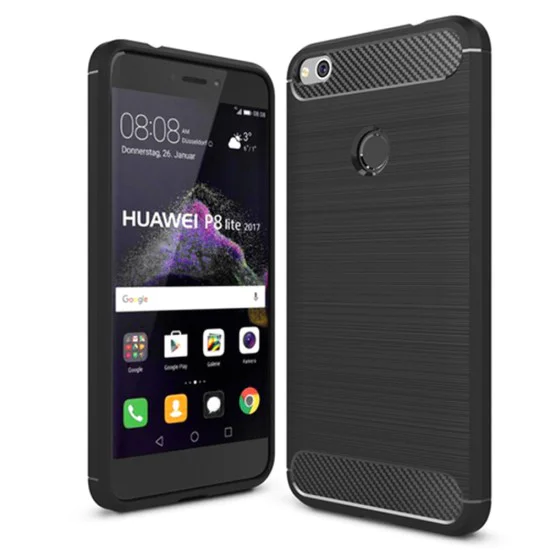 Калъф за Huawei P9 Lite 2017 / P8 Lite 2017 - Carbon Silicone - Черен