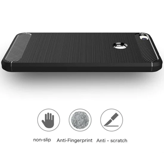 Калъф за Huawei P9 Lite 2017 / P8 Lite 2017 - Carbon Silicone - Черен
