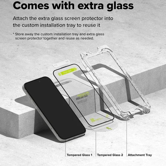 Протектор за iPhone 16 / iPhone 15 (комплект 2) - Ringke Easy Slide закалено стъкло - прозрачен