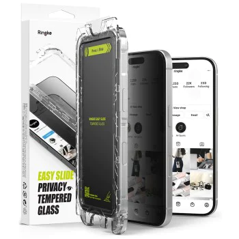 Калъф за iPhone 16 Pro (комплект от 2) - Ringke Easy Slide Tempered Glass - Privacy