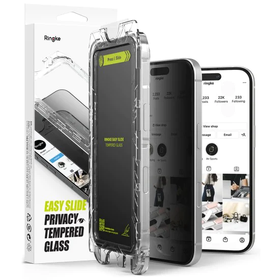 Калъф за iPhone 16 Pro (комплект от 2) - Ringke Easy Slide Tempered Glass - Privacy