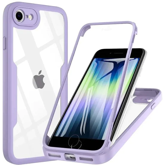 Калъф за iPhone 7 / 8 / SE 2, SE 2020 / SE 3, SE 2022 + Протектор - ColorVerse 360 ​​​​Series - Лилав