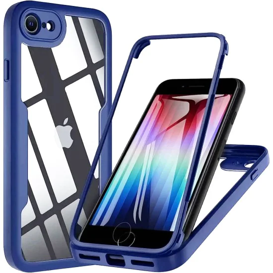 Калъф за iPhone 7 / 8 / SE 2, SE 2020 / SE 3, SE 2022 + Протектор - ColorVerse 360 ​​​​Series - Син