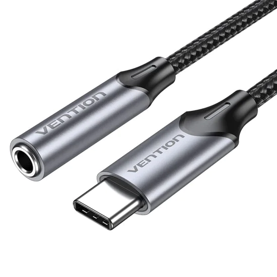 Адаптер за слушалки Type-C към 3,5 mm жак, DAC - Vention (BGMHF) - сив