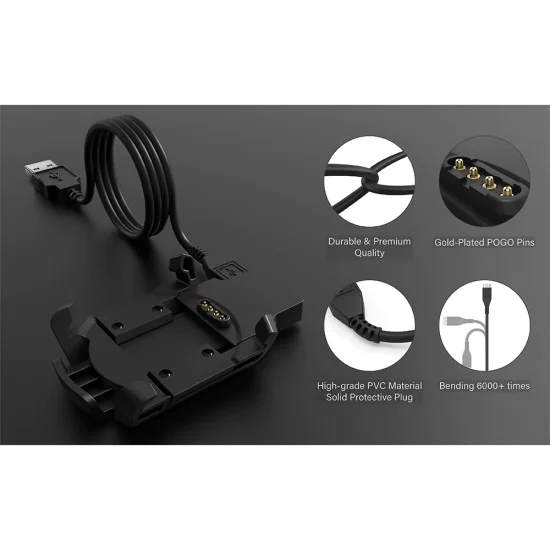 Зарядно за Garmin Fenix ​​3/3 HR/3 Sapphire, USB, 1m - (TGC5) - Черно