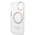 Калъф за iPhone 15 Plus - Guess Metal Outline MagSafe (GUHMP15MHTRMD) - златен