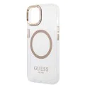 Калъф за iPhone 15 Plus - Guess Metal Outline MagSafe (GUHMP15MHTRMD) - златен