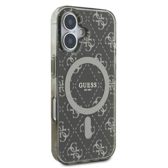 Калъф за iPhone 16 Plus - Guess IML 4G Background MagSafe (GUHMP16MH4D4DTEW) - Кафяв